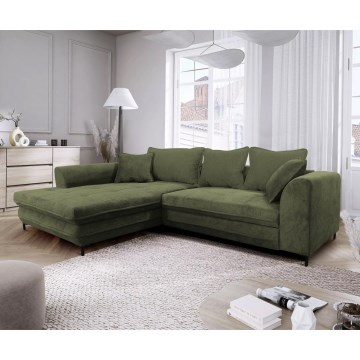 LAGOA L-förmiges Ecksofa mit Schlaffunktion und Stauraum, links, grün