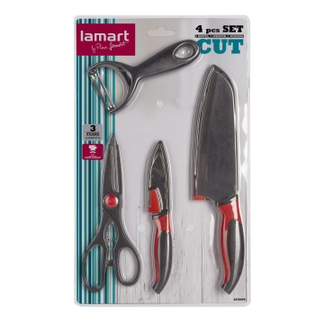 Lamart - 4-teiliges Küchenset - 2x Messer, Schäler und Schere