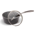 Lamart - Granitbeschichteter Stieltopf mit Deckel, 16 cm, Schwarz/Grau/Edelstahl