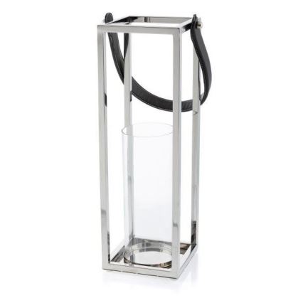 Laterne LAMPION 46 cm glänzendes Chrom/schwarz