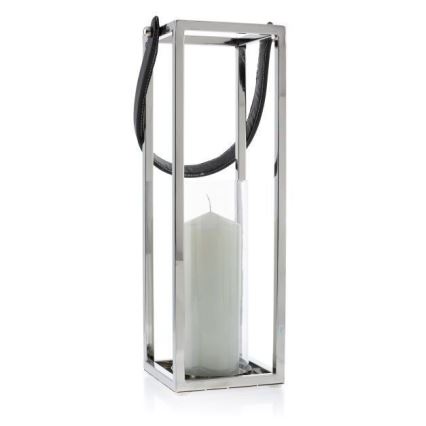 Laterne LAMPION 46 cm glänzendes Chrom/schwarz
