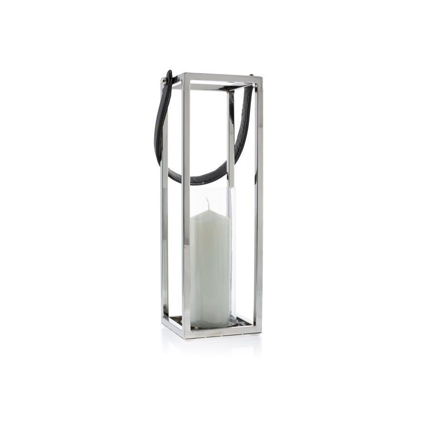 Laterne LAMPION 46 cm glänzendes Chrom/schwarz