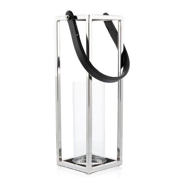 Laterne LAMPION 46 cm glänzendes Chrom/schwarz