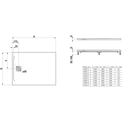 LAUFEN H2109580000001 - Rechteckige Duschwanne PRO 120x90 cm marbond/weiß