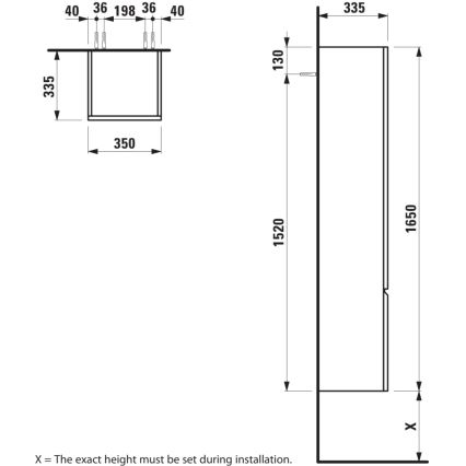 LAUFEN H4831220954791 - Badezimmerschrank PRO 165 cm Eiche