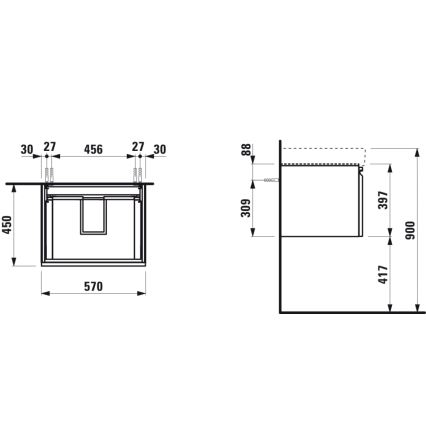 LAUFEN H4833720964791 - Waschtischunterschrank PRO 57 cm Eiche