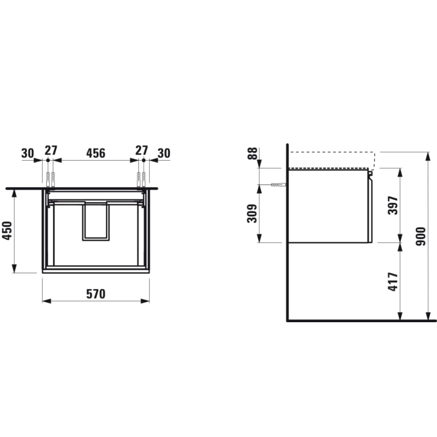 LAUFEN H4833720964791 - Waschtischunterschrank PRO 57 cm Eiche