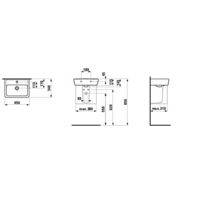 LAUFEN H8119510001041 - Aufsatz-/Hängewaschbecken PRO 45x34 cm Keramik/Weiß
