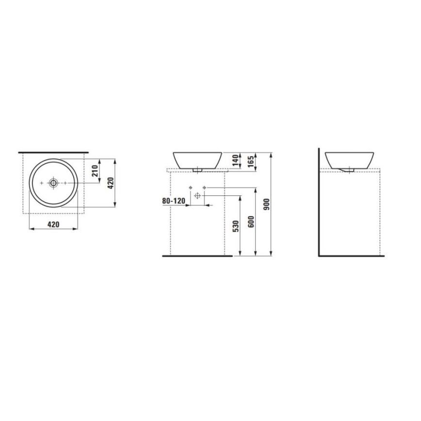 LAUFEN H8129620001091 - Aufsatzwaschbecken PRO Ø 42 cm Keramik/Weiß