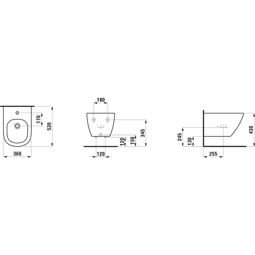 LAUFEN H8300810003021 - Wand-Bidet LUA Keramik/weiß