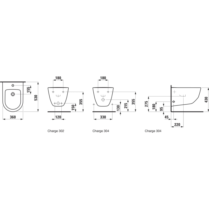 LAUFEN H8309520003021 - Wand-Bidet PRO Keramik/weiß