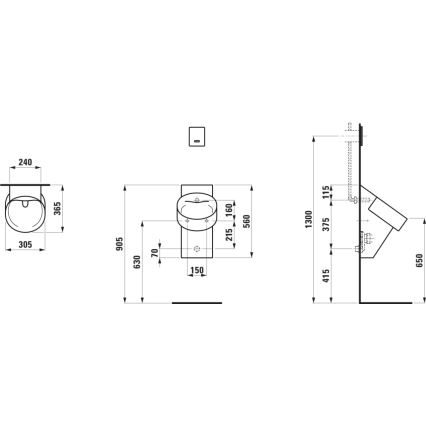 LAUFEN H8402857160001 - Urinal VAL, hinterer Wasseranschluss, hinterer Ablauf, Keramik/matt schwarz