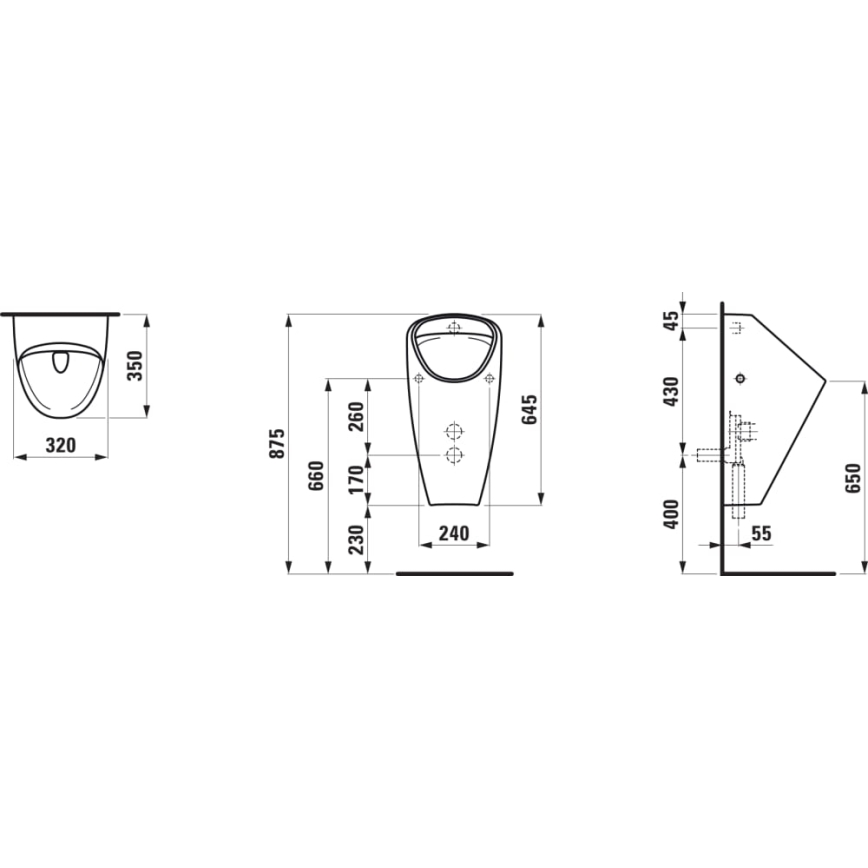 LAUFEN H8410610000001 - Urinal CAPRINO Interner Zulauf, Ablauf hinten Keramik/weiß