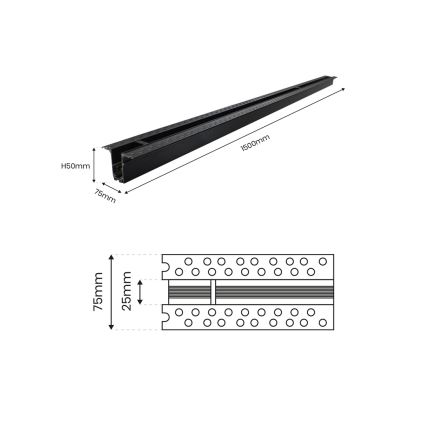 Laufschiene ohne elektrischen Anschluss MAGNETIC TRACK 1,5 m schwarz