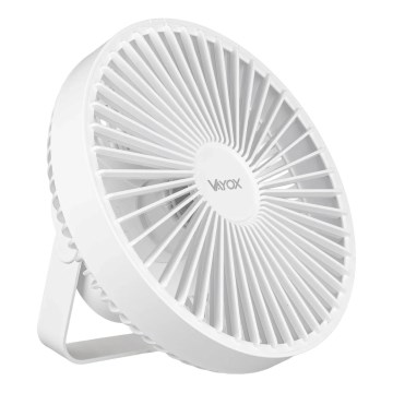 LED Akku-Tischventilator mit LED-Beleuchtung LED/2W/5V USB 2400 mAh Weiß