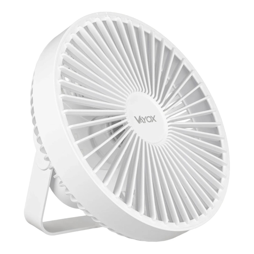 LED Akku-Tischventilator mit LED-Beleuchtung LED/2W/5V USB 2400 mAh Weiß