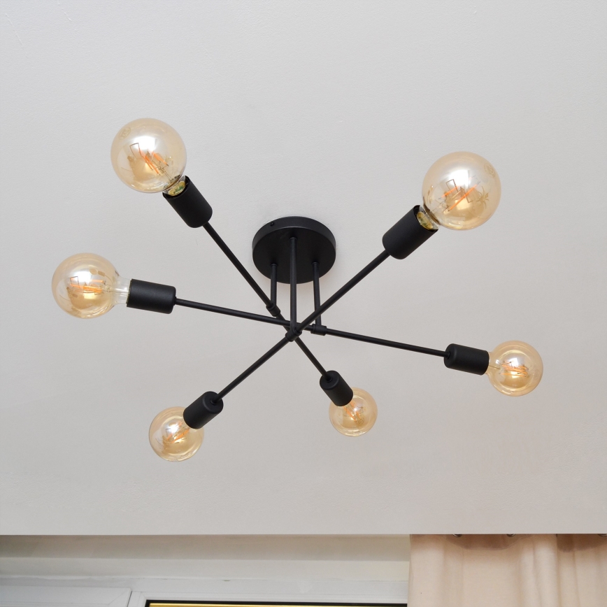 LED-Aufbauleuchte CAMBRIDGE 6xE27/8W/230V schwarz