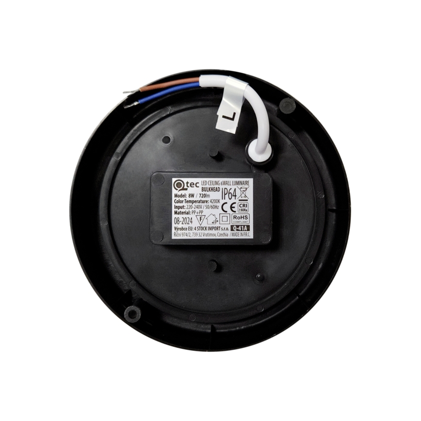 LED Außen-Deckenleuchte LED/8W/230V 4200K Ø 14 cm IP64 schwarz