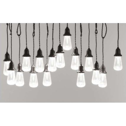 LED-Außen-Deko-Lichterkette 16xLED 8,6m IP44 kaltweiß