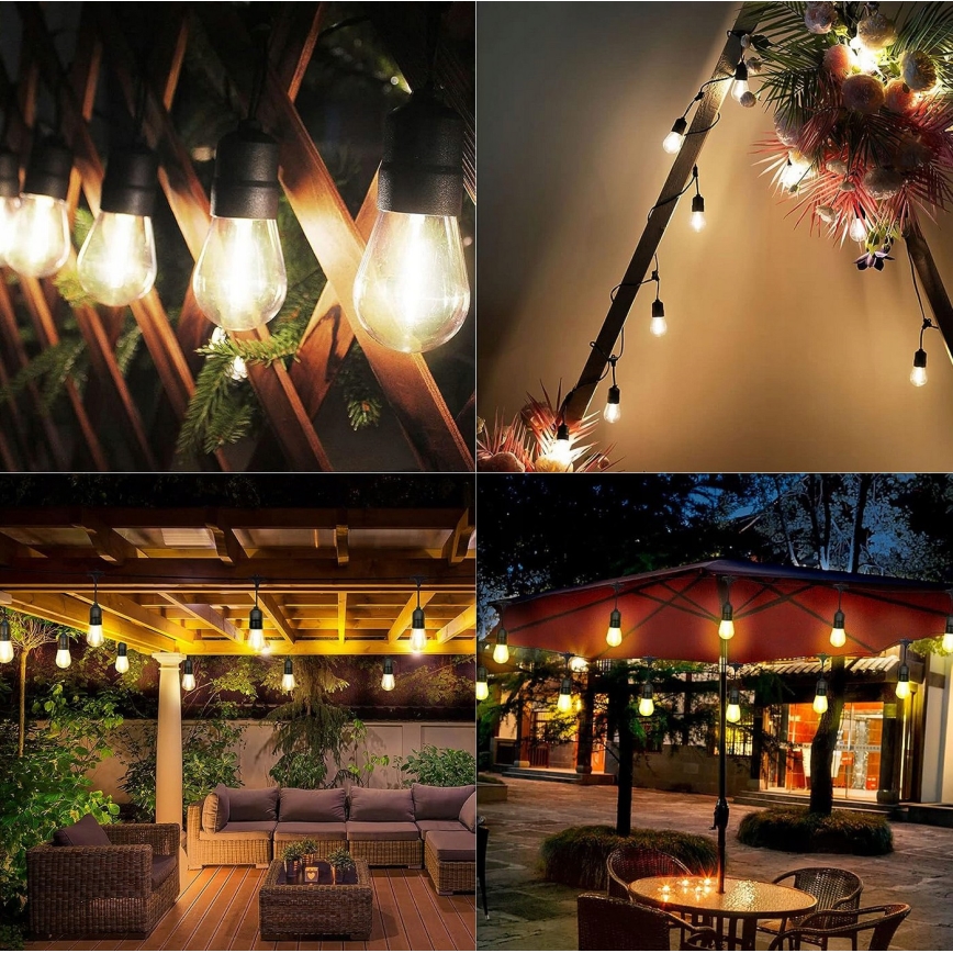 LED-Außen-Dekolichterkette 30xE27/1W/230V 16,44 m IP44 schwarz