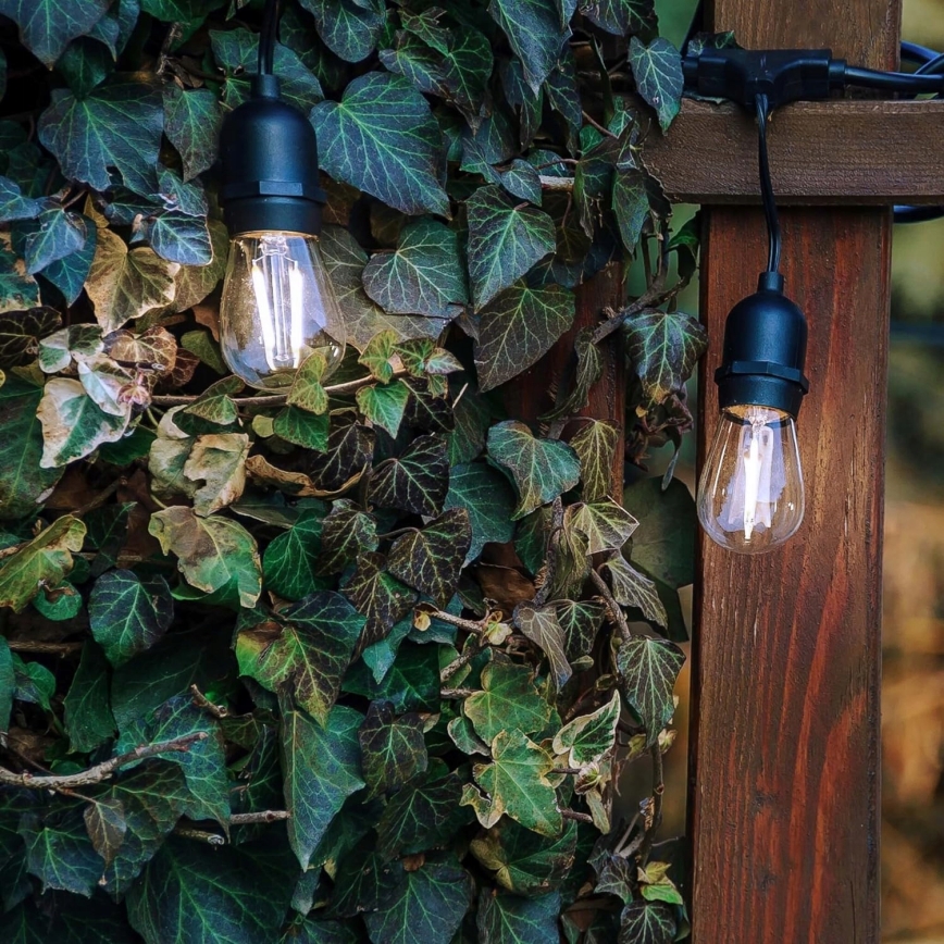 LED-Außen-Dekolichterkette 30xE27/1W/230V 16,44 m IP44 schwarz