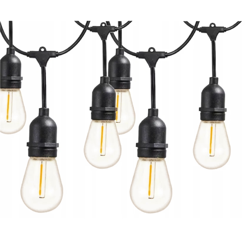 LED-Außen-Dekolichterkette 30xE27/1W/230V 16,44 m IP44 schwarz