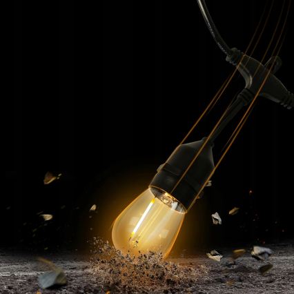 LED Außen-Dekorations-Lichterkette 10xE27/1W/230V 6,44 m IP44 schwarz