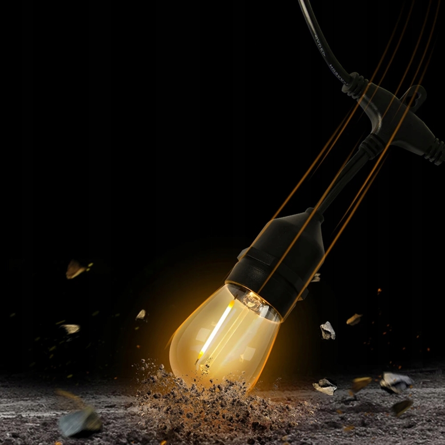 LED Außen-Dekorations-Lichterkette 10xE27/1W/230V 6,44 m IP44 schwarz