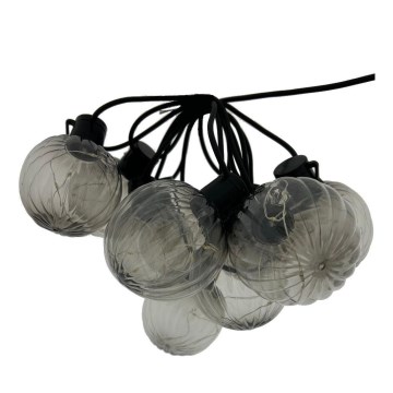 LED-Außen-Dekorations-Lichterkette 10xLED/0,15W/230V 6,8 m IP44 schwarz/rauchfarben