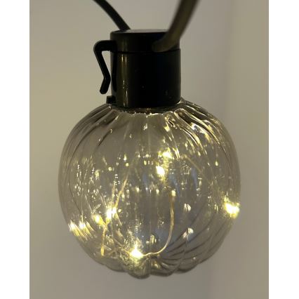 LED-Außen-Dekorations-Lichterkette 10xLED/0,15W/230V 6,8 m IP44 schwarz/rauchfarben