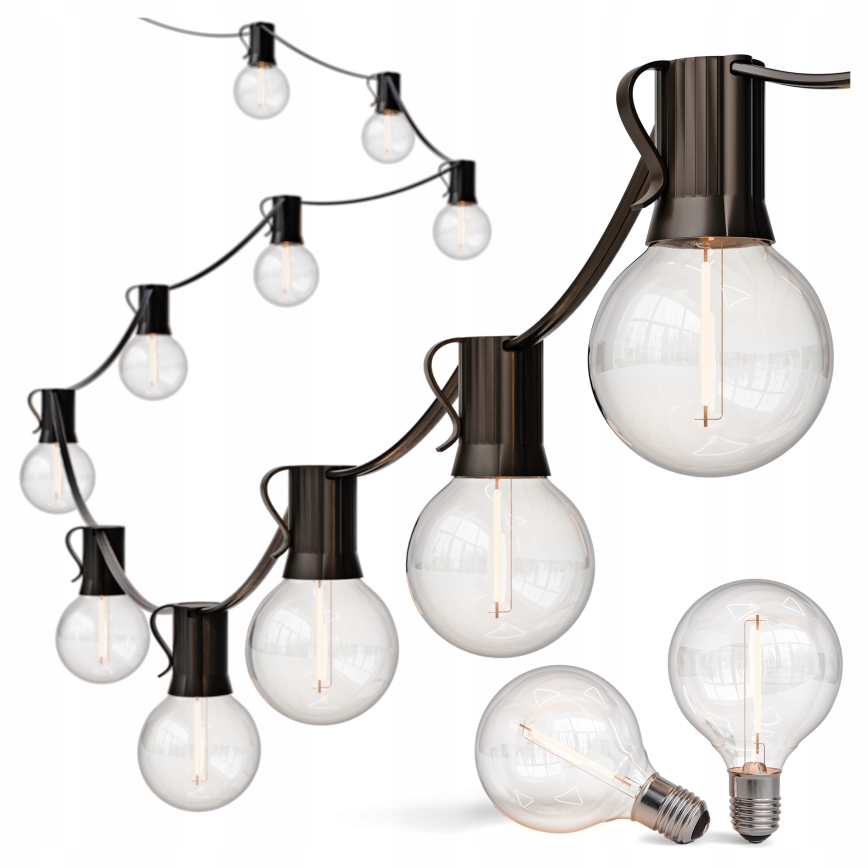 LED-Außen-Dekorations-Lichterkette 20xE12/1W/230V 20 m IP65 schwarz