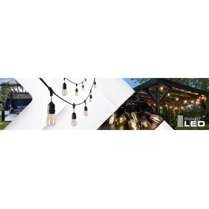 LED-Außen-Dekorations-Lichterkette 20xE27/1W/230V 20,94 m IP44 schwarz