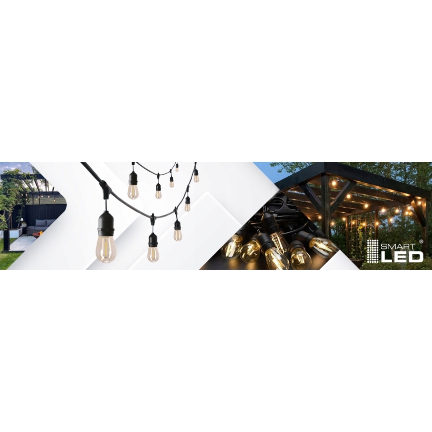 LED-Außen-Dekorations-Lichterkette 20xE27/1W/230V 20,94 m IP44 schwarz