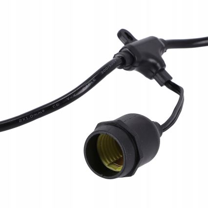 LED-Außen-Dekorations-Lichterkette 20xE27/1W/230V 20,94 m IP44 schwarz