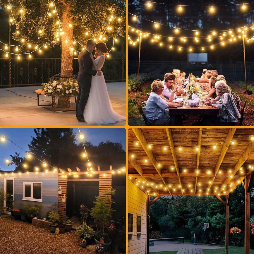 LED Außen-Dekorations-Lichterkette 25xE12/1W/230V 17,5 m IP65 schwarz