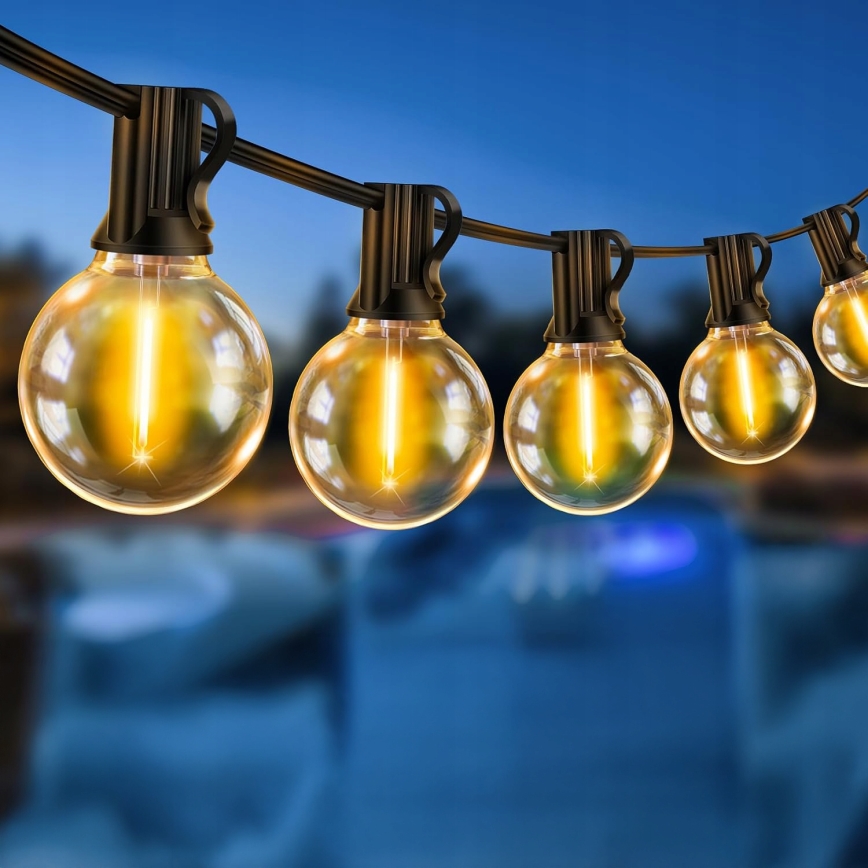 LED Außen-Dekorations-Lichterkette 25xE12/1W/230V 17,5 m IP65 schwarz