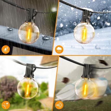 LED Außen-Dekorations-Lichterkette 25xE12/1W/230V 17,5 m IP65 schwarz