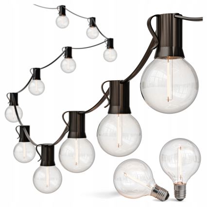 LED-Außen-Dekorations-Lichterkette 36xE12/1W/230V 22,35 m IP65 schwarz