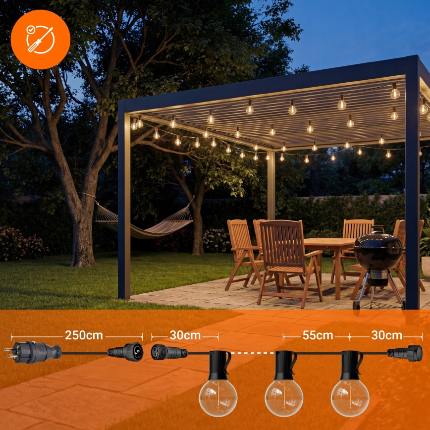 LED-Außen-Dekorations-Lichterkette 36xE12/1W/230V 22,35 m IP65 schwarz