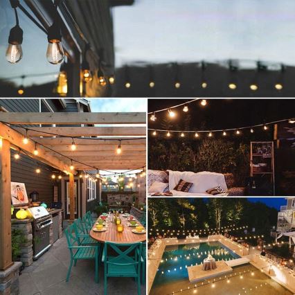 LED Außen-Dekorations-Lichterkette 5xE27/1W/230V 5,94 m IP44 schwarz