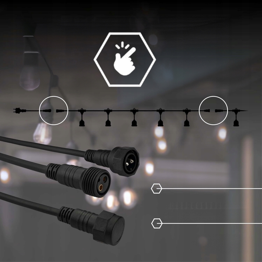 LED Außen-Dekorations-Lichterkette 5xE27/1W/230V 5,94 m IP44 schwarz