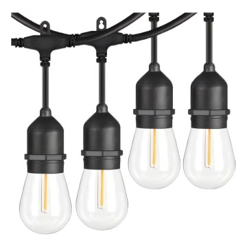 LED Außen-Dekorationskette 10xE27/1W/230V 10 m IP65 schwarz