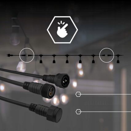 LED-Außen-Dekorationslichterkette 15xE27/1W/230V 15,94 m IP44 schwarz