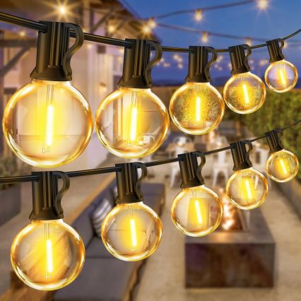 LED-Außen-Dekorationslichterkette 25xE12/1W/230V 17,5 m IP65 schwarz