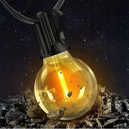 LED-Außen-Dekorationslichterkette 25xE12/1W/230V 17,5 m IP65 schwarz