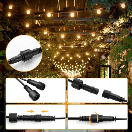 LED-Außen-Dekorationslichterkette 25xE12/1W/230V 17,5 m IP65 schwarz
