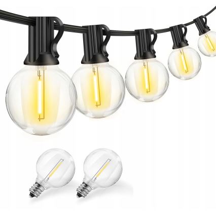 LED-Außen-Dekorationslichterkette 25xE12/1W/230V 17,5 m IP65 schwarz