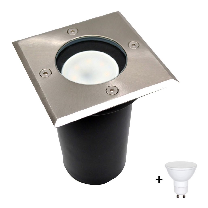 LED Außen-Einbaustrahler 1xGU10/6W/230V IP44 mattchrom