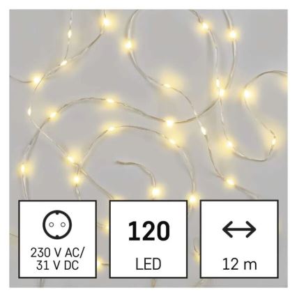 LED-Außen-Lichterkette 120 LEDs / 17 m IP44 Warmweiß