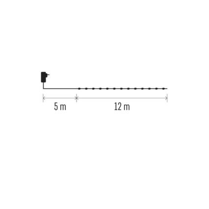 LED-Außen-Lichterkette 120 LEDs / 17 m IP44 Warmweiß